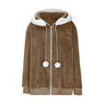 thumbnail image 4 of Veste Réversible Grande Taille Femme Chaude à Capuche Zippée Manteau Coréen Mode Confortable Couleur Unie, 4 of 6