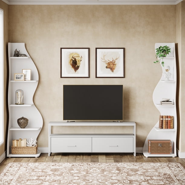 Tribesigns 5-Tier Wavy Corner Bookshelf, Modern Curved Shelf