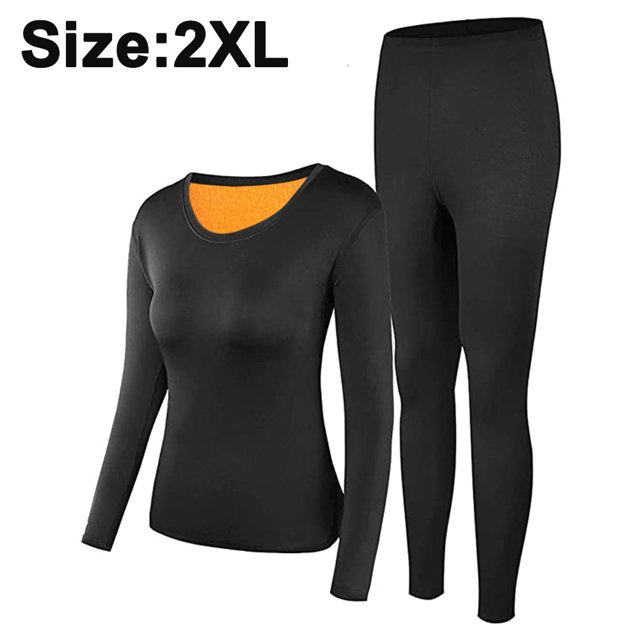 Laegsmetg Ensemble de sous-Vêtements Thermiques pour Hommes et Femmes, sous-Vêtements Thermiques à Col Rond Doux Doublés de Velours, sous-Vêtements d'Automne, Couche de Base Chaude d'Hiver Haut et Bas