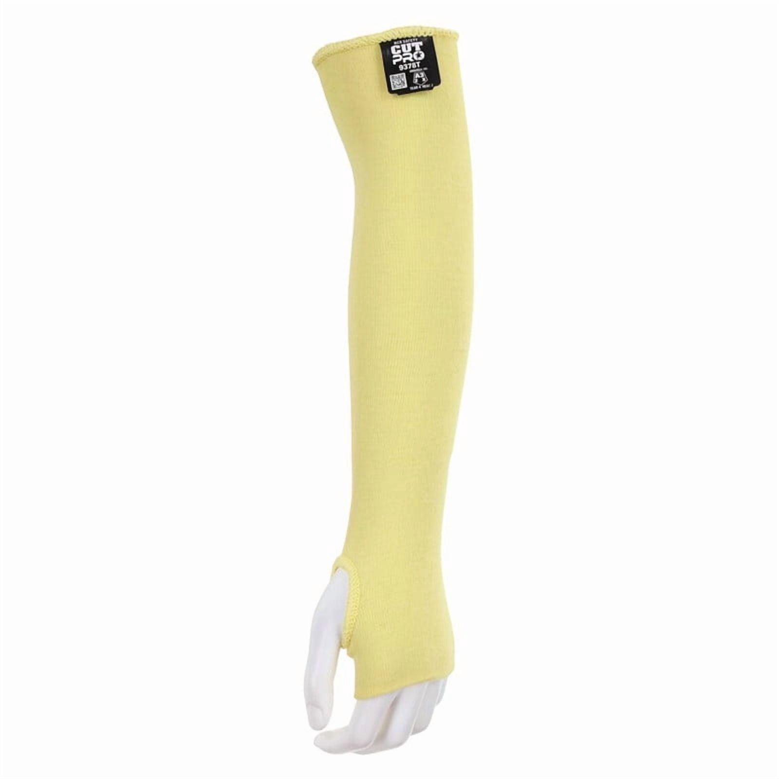 Cut Pro 9378T Cut Resistant Sleeve, 18 in L x 3.25 in W, Yellow, Universal, Slip-On with Thumbslot, 5-Pack