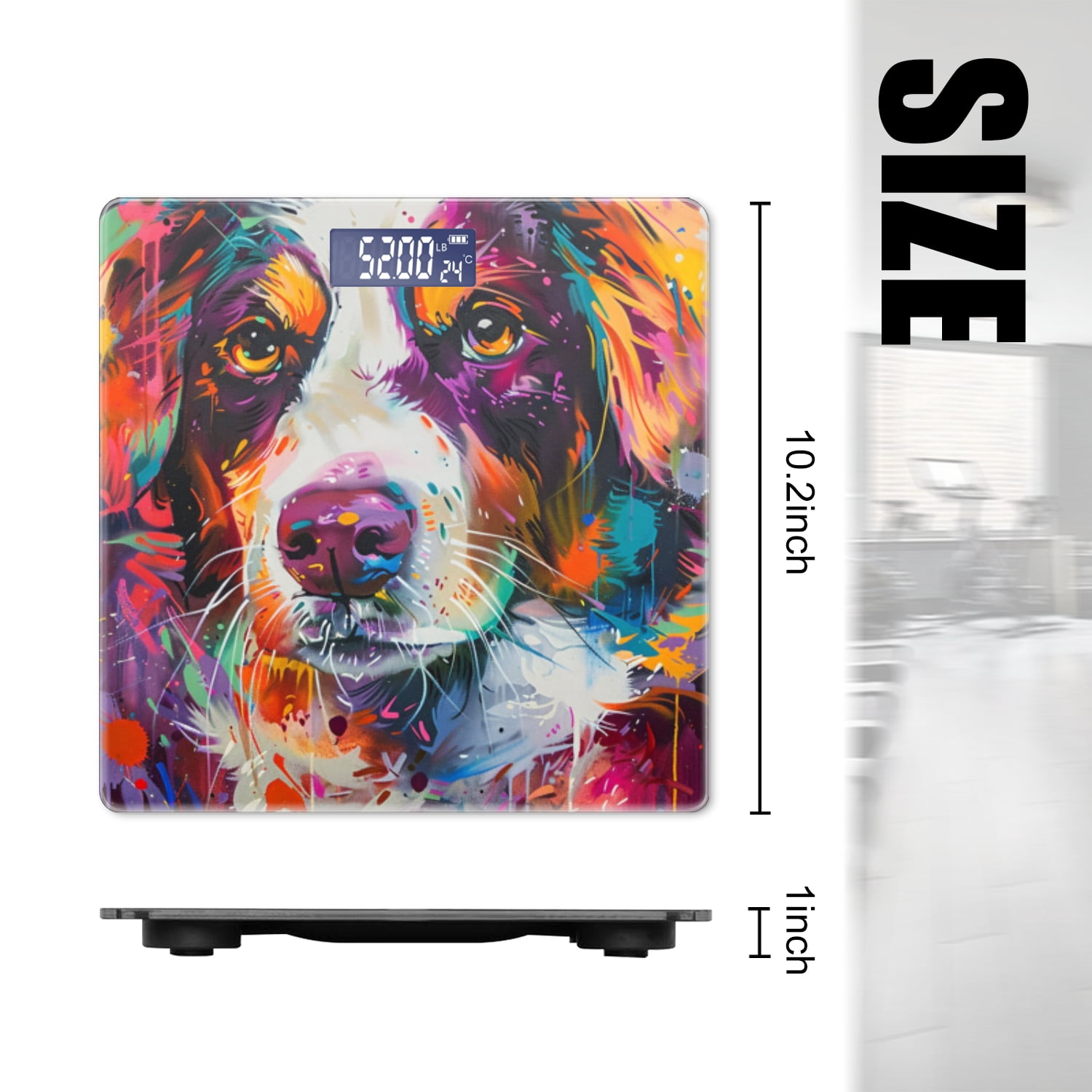 Bathroom Scale, Highly Accurate Digital Body Scale,Precisely Measures Weight up to 400 lbs-Vibrant Colorful Painting Of Australian Shepherd Dog