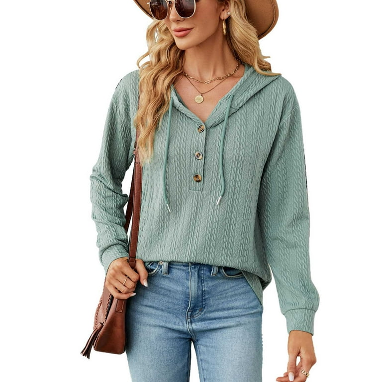 LONGZUVS Womens Fall Tops in Clearance Long Sleeve Solid Color Backless  Hollow Loose Short Knit Sweater Athletic Tops For Women,Green,XXL