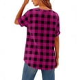 thumbnail image 6 of Blouse for Women V Neck Short Sleeve Fashion Loose Fit Large Checkered Pattern Button Down Breathable Soft Summer Tunic Tops, 6 of 6