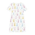 thumbnail image 3 of 2025 Easter Children Clothing Girls Short Sleeve Round Neck Printed Stretchy Dance Skirt A Line Dress Multicolor 11-12 Years, 3 of 4