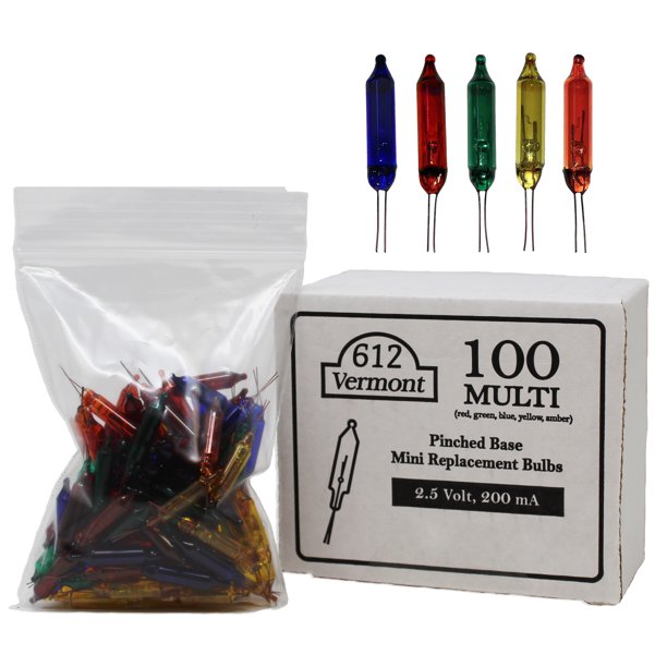 612 Vermont 2.5V Multi Mini Christmas Replacement Bulbs for Christmas