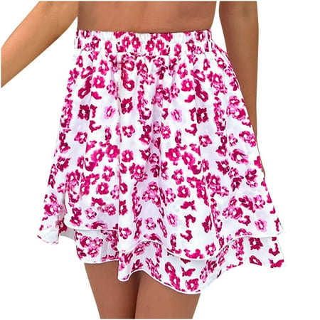

AKOEE Women s Casual Fashion Fashion Personality Sweet Style Print Skirt Small Floral Short Skirt Purple XL