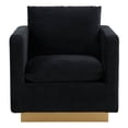 thumbnail image 6 of LeisureMod Nervo Velvet Accent Arm Chair With Gold Base In Midnight Black, 6 of 7