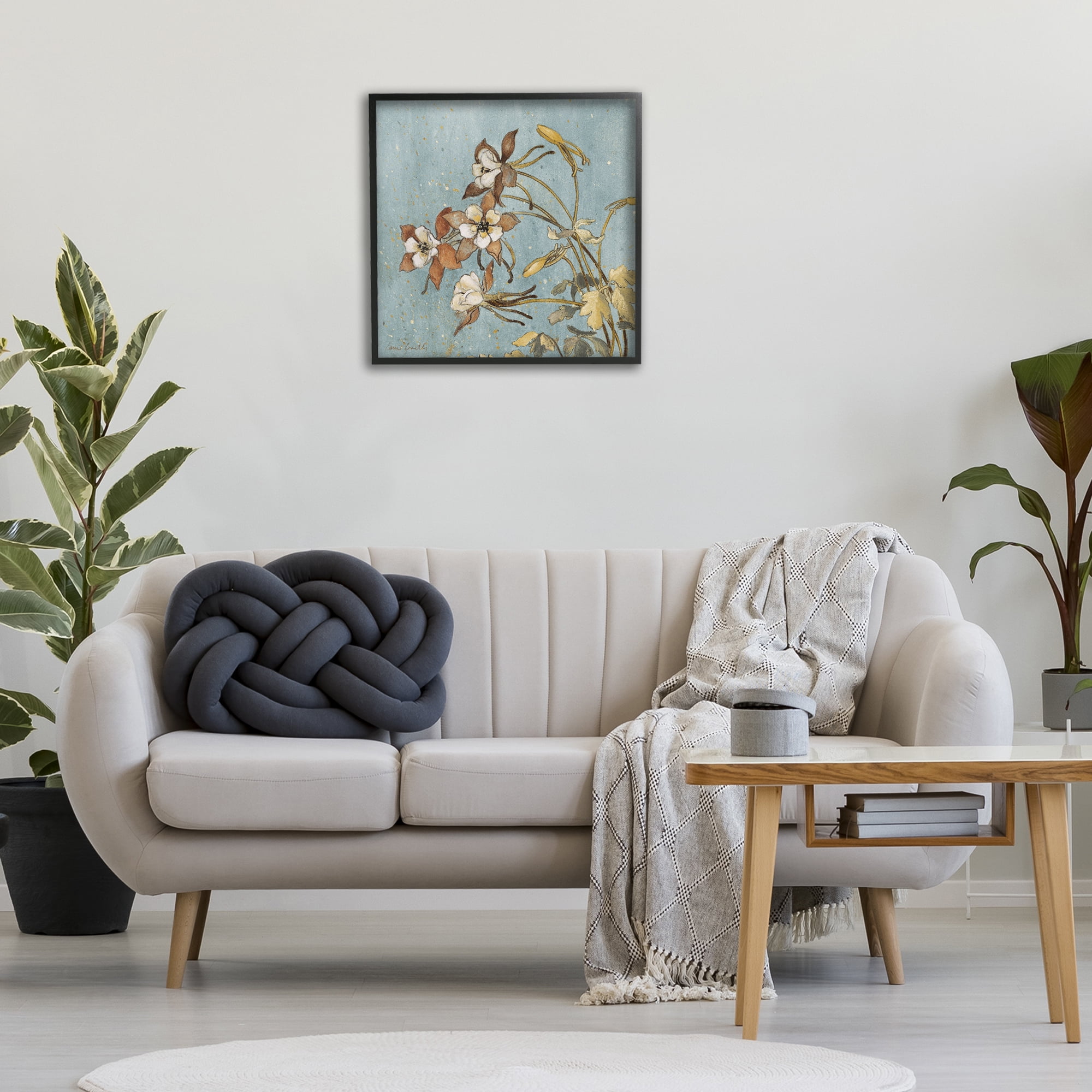 Stupell Industries Rustic Blooming Buds Botanical & Floral Painting Black Framed Art Print Wall Art, 24 x 24