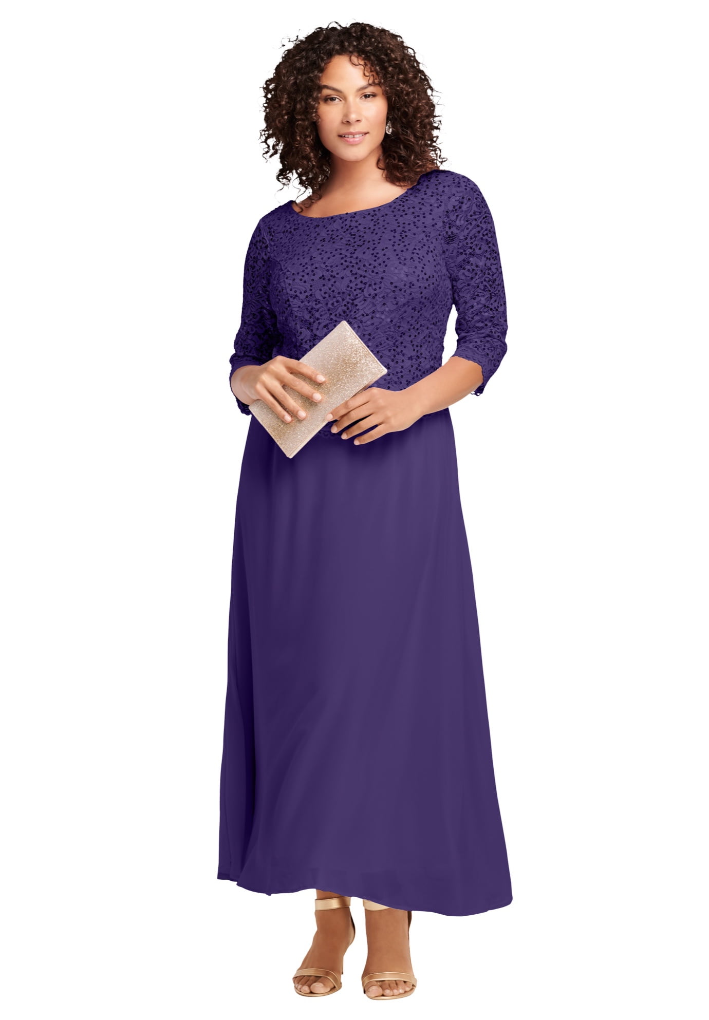 Roaman's Roaman's Women's Plus Size Lace Popover Dress
