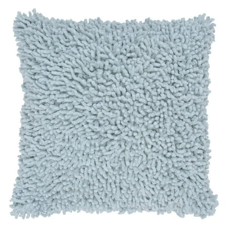 Rizzy Home Cotton Shag Solid Cotton Decorative Throw Pillow, 18" x 18", Gray