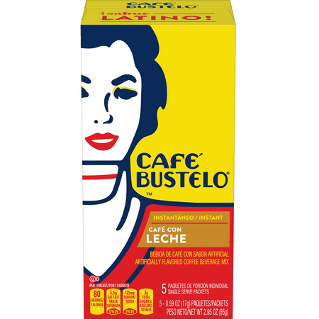 Cafe con Leche instant Coffee with Milk by Bustelo, 5 packets in