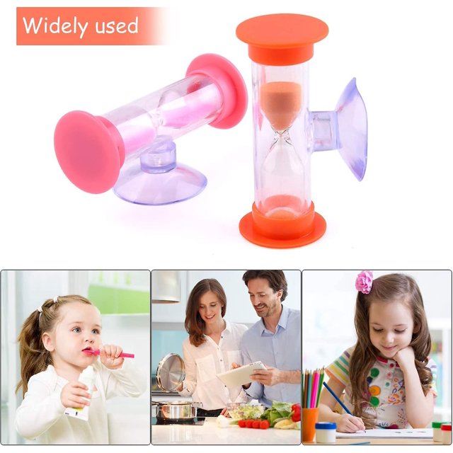 Temporizador de arena Cepillo de dientes Reloj de arena Reloj de arena de tres minutos con ventosa para juegos, cocina, Cálculo de cuenta regresiva del tiempo de cepillado de dientes (6 piezas, Mul LingWen 8390606658500