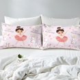 thumbnail image 3 of Erosebridal Ballet Dancer Fitted Sheet Queen, Kawaii Princess Fitted Sheet Set Queen, Cartoon Ribbon Bedding Queen Size, Microfiber Room Decorative, 3pcs（No Top Sheet）, 3 of 6