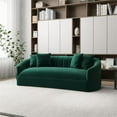 thumbnail image 3 of Ashcroft Mid Century Modern Velvet Japandi Style Tight Back Sofa with Pillows, Green, 3 of 6