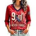 thumbnail image 3 of Womens 9/11 25th Anniversary Shirt 3/4 Sleeve Patriotic T Shirts | Never Forget 911 Memorial Shirt,Loose V-Neck Graphic T-Shirt,Printed American Flag T-shirt,Casual Tee Tops, S, 3 of 5