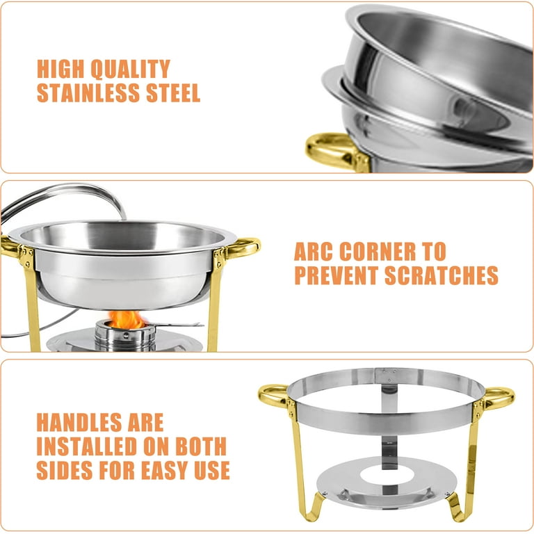 Chafing Dish Set, 2 Pack Chafing Dish Buffet Warmer Set, Stainless Steel  Chafing Dish Buffet Food Warmer with Glass Lid & Holder, Round Buffet  Chafer for Party …