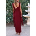 thumbnail image 2 of Vestido PRETTYGARDEN 2025 Verano Sin Mangas Maxi con Volantes Vino Tinto Talle S, 2 of 8