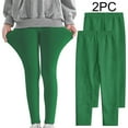 thumbnail image 2 of Girl's Leggings Multipack, 2 Pack Comfy Soft Leggings for Girls 3-12 Years, Stretch Elastic Waist Pull on Pants (9 Years, Green 02), 2 of 7