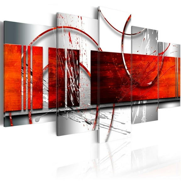 Tiptophomedecor Abstract Canvas Wall Art - Emphasis: Red Theme - Stretched & Framed Ready To Hang Art