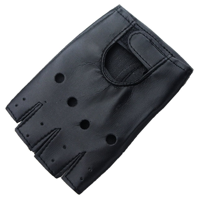 Guantes de cuero desechables con medio dedo y diseño de rayo punk para adultos y niños con remaches