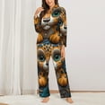 thumbnail image 2 of Gukieu Playful Leopard Art Print Women's Long Sleeve Pajama Set, Button Top Elastic Pocket Pajama Pants Two Piece Set Home Wear-Medium, 2 of 7