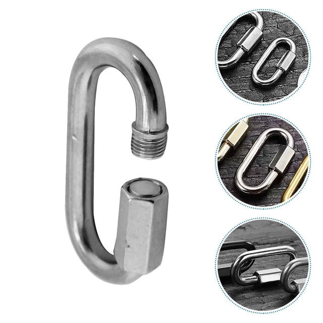 OUNONA 5Pcs Plated Silver Stainless Steel Locking Quick Link Connectors for Chain and Trailer Use