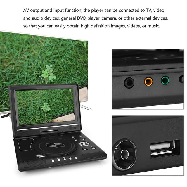 DVD Player, Game TV Player Video Player Receiver With Rechargeable Lithium Battery Stereo Speaker For For Vehicle Car