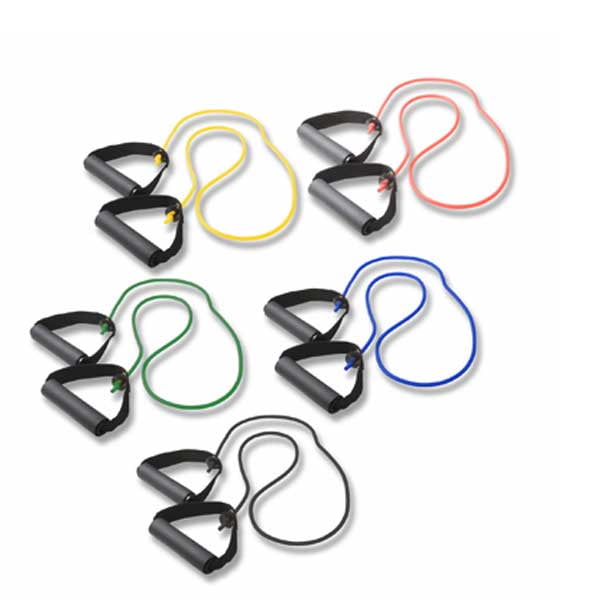 Cando Resistance Band Exercise Tubing w/ Handles Yellow, Black (Set