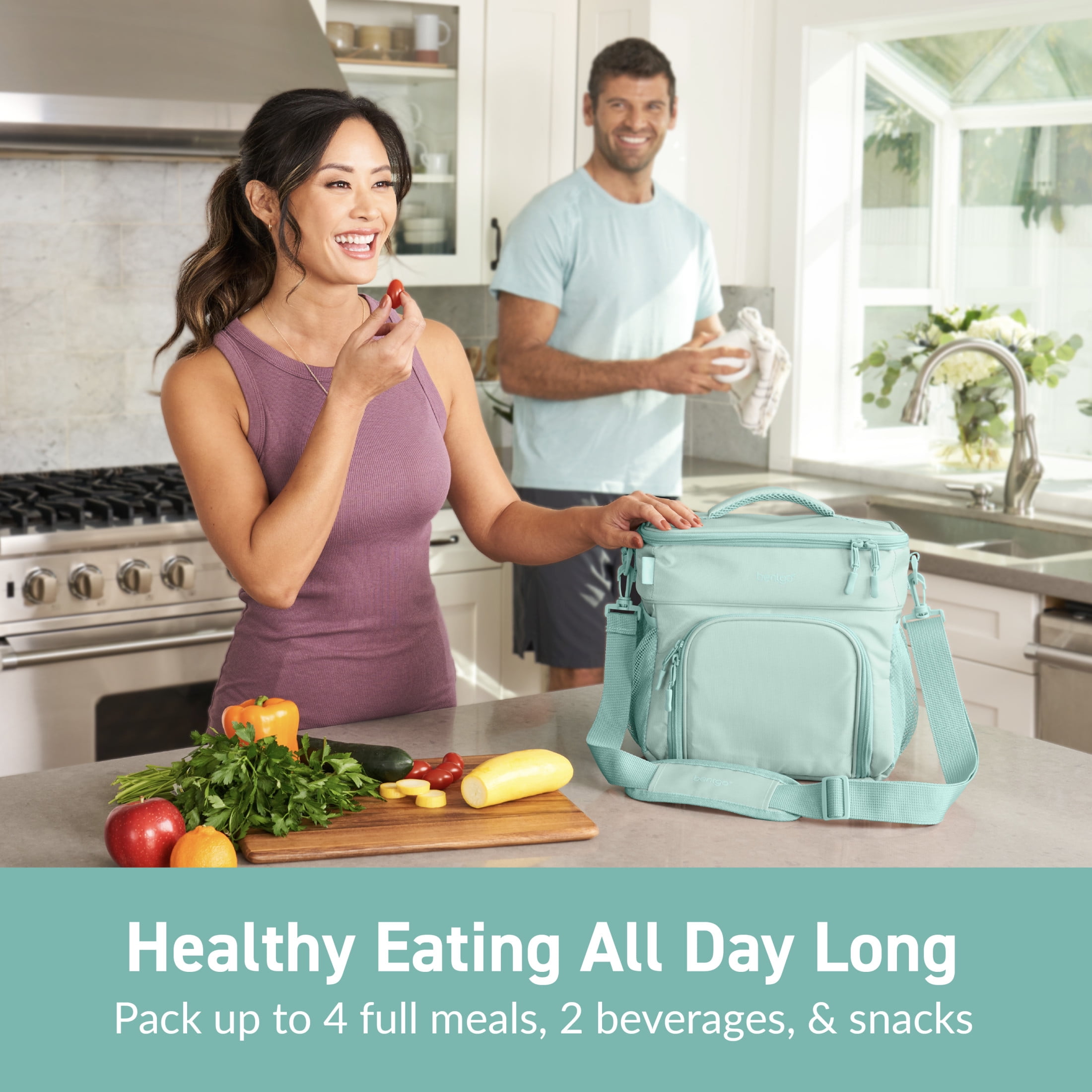 Bentgo Prep Deluxe Multimeal Bag - Premium Insulation with Water-Resistant Exterior & Interior, Holds 5 Meals, Keeps Meals Warm or Cool for up to 8 Hrs - Great for All Day Meal Prep (Coastal Aqua)