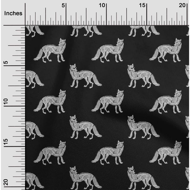 oneOone Viscose Jersey Fabric Fox Block Print Fabric BTY 60 Inch Wide