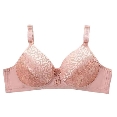Miqool Women s Double Support Lace Bralettes Comfort Wireless Bras No Underwire V Neck Full-Coverage Everyday Bras Lightly Lined Minimizer Bra