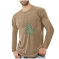thumbnail image 3 of QIUOMBBP Long Sleeve Tops for Men Muscle Fit Tees Shirts Christmas Gifts Casual Crewneck Pullover Big and Tall Tshirts, Khaki, L, 3 of 5