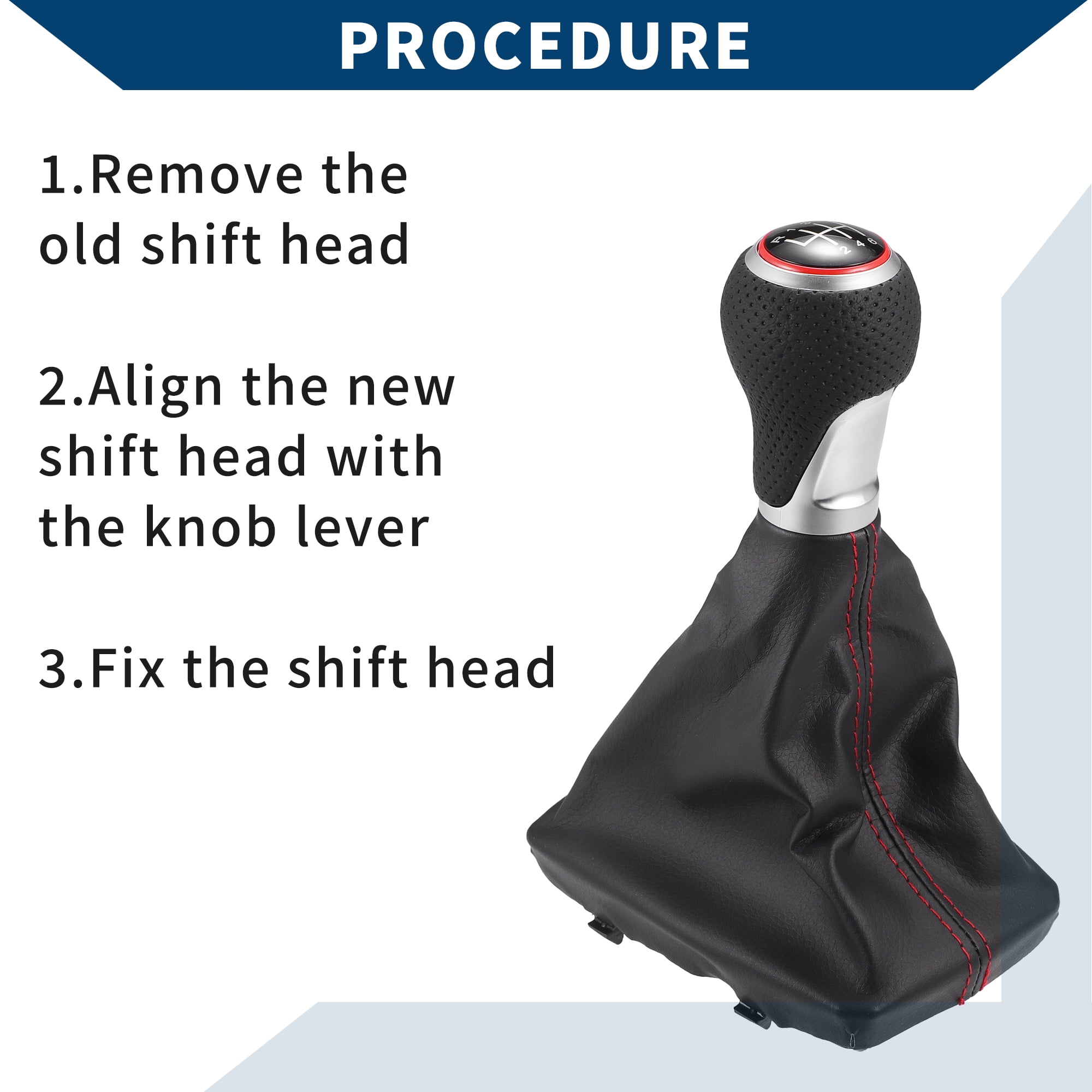 Unique Bargains Gear Shift Knob with Dust Cover 6 Speed Manual Stick Shifter Knob for Audi S-Line Plastic Black