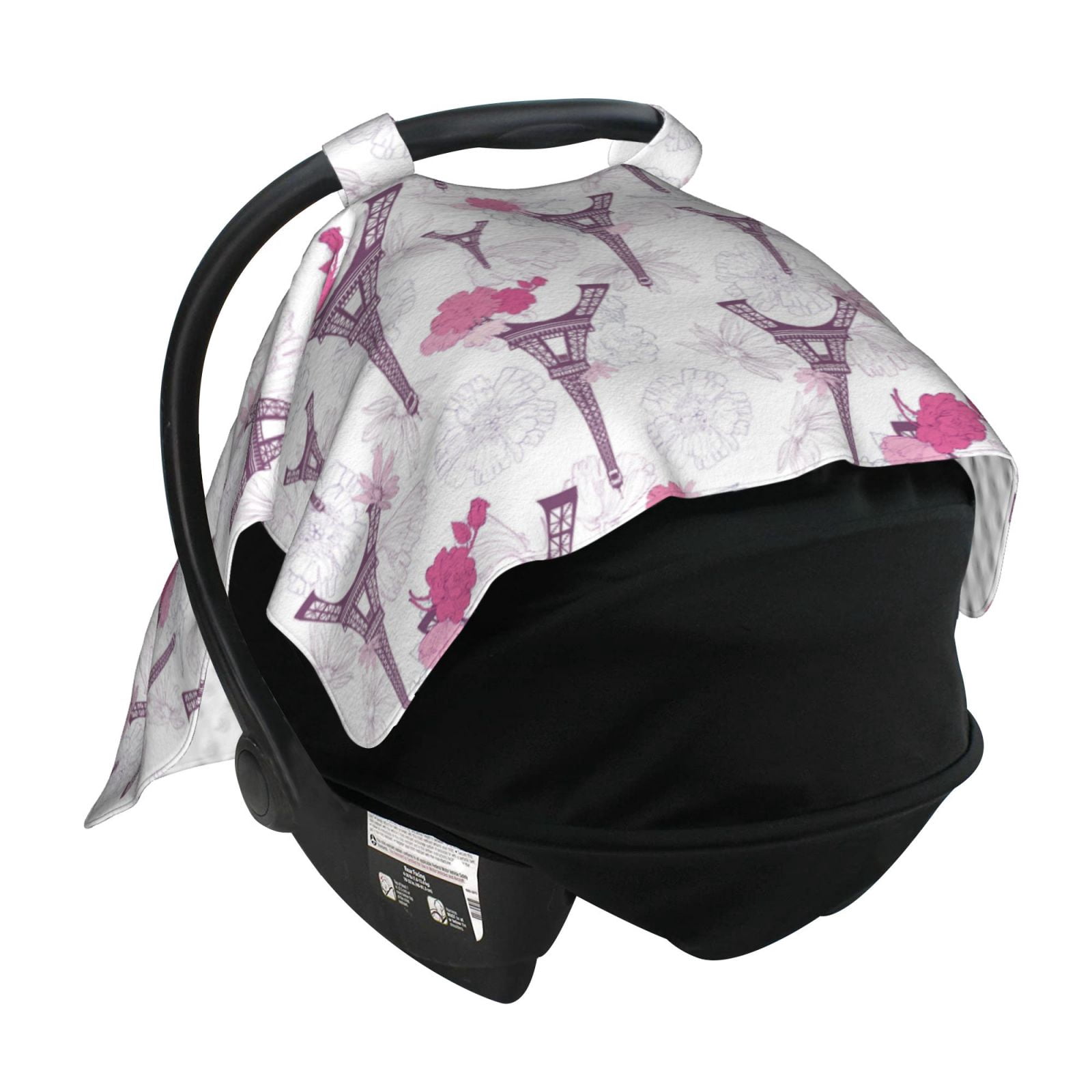 Car Seat Cover Baby - Eiffel Tower flowers Breathable Infant Car Seat Cover for Baby Carseat, Lightweight Comfort Baby Essentials Must Haves Newborn Stuff for Girl Boy