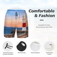 thumbnail image 2 of Kdxio Lighthous1 Print Men's Swim Trunks with Compression Liner 7 Inch Inseam Quick Dry Swim Shorts, 2 of 5