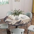 thumbnail image 5 of Black Forest Round Tablecloth for 45-54 Inch Tables,Fitted Table Cover with Elastic Edge,Silhouettes Foggy Grey Pine Tree Cabin Waterproof Outdoor Table Cloth Protector for Patio Garden Dinner Picnic, 5 of 9