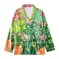 thumbnail image 4 of Aboser Women's Pajama Sets Clearance Sale,Women St. Patrick's Day Pajamas Matching Set Holiday Button Down Long Sleeve Top with Pants Holidaywear, 4 of 5