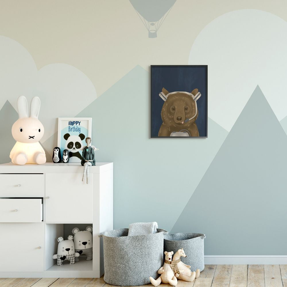 Stupell Industries Playful Video Game Bear Headset Children's Entertainment Framed Wall Art Design by Daphne Polselli, 16" x 20", Black Framed