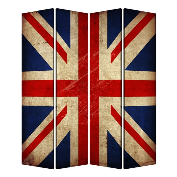 1" x 84" x 84" Multi Color Wood Canvas Union Jack Screen
