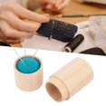 thumbnail image 1 of Circular Wooden Sewing Needle Holder Pincushion Box Capacity Multifunction Pin Cushion with Embroidery, 1 of 8
