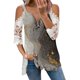thumbnail image 2 of ICHUANYI Clearance Fashion Woman Causal Zipper Neck Printing Blouse Lace Short Sleeve T-Shirt Summer Tops(Gray, XL) ICHUANYI WER2023081000424, 2 of 4