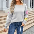 thumbnail image 2 of Bixock Women Fall and Winter Top,Women Sweater,Women's Fashion Round Neck Long Sleeved Floral Print Loose Pullover Knitted Sweater, 2 of 5