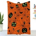 thumbnail image 7 of Halloween Blanket Happy Halloweens 75*100 Soft Throw Blanket - Halloweens Themed Gift with Trick or Treat Pumkin Ghost Witch Black Cat Spider Bat Skull, 7 of 7