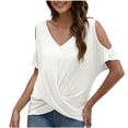 thumbnail image 1 of Blusa Casaul de manga corta sólida sin tirantes con cuello en V de verano para mujer a la moda Fridja  ghk5261, 1 of 6