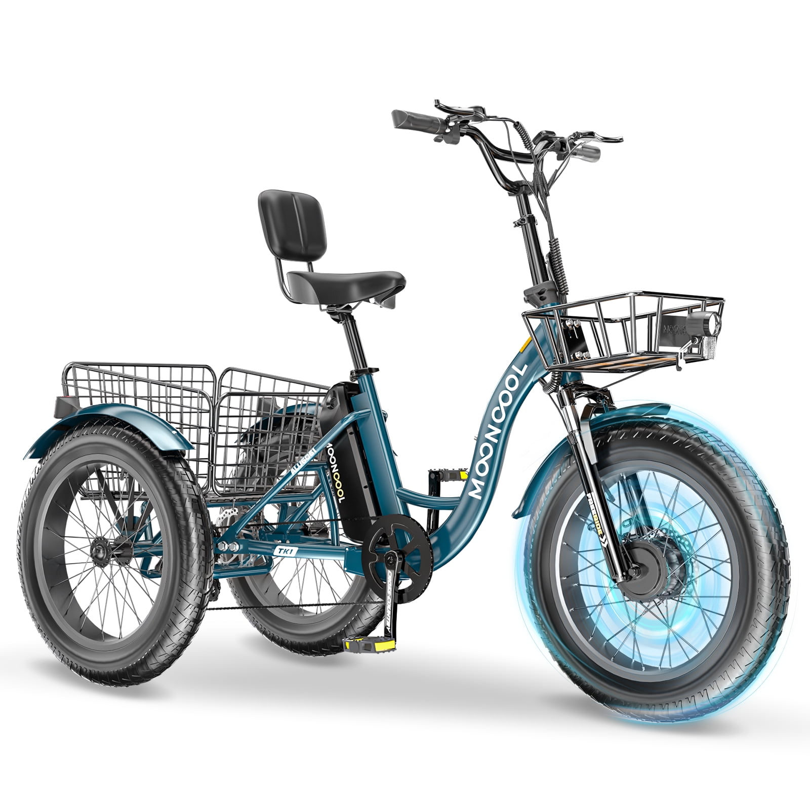 20" x 4" Fat Tire Electric Tricycle for Adult, 7 Speeds Electric Trike 48V 500W Motorized Tricycle , Electric Three Wheels Bicycle for Senior, Aluminum Frame & Rear Basket ,16mph