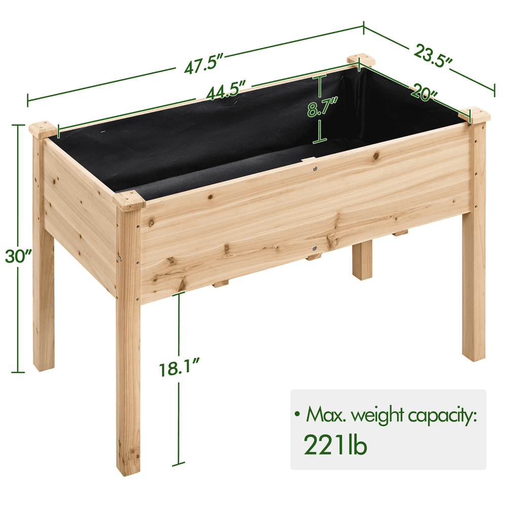 Renwick Fir Wood Rectangle Raised Garden Bed, Wood