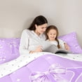 thumbnail image 5 of Castle Fairy Kids Teens Personalized Initial K Bedding Comforter Set 2pcs,Kawaii Purple Ribbon Bowknot Twin Comforter Sets Microfiber,Dreamy Princess Stars Breathable Bedding Set, 5 of 8