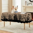 thumbnail image 3 of Halloween Tablecloth 60×84 Inch Oval, Castle Tree Scary Themed Beige Washable Table Cover for Party Picnic Dinner Decor, 3 of 6