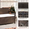 thumbnail image 6 of Gymax Outdoor Storage Bench w/Cushion Backrest & Acacia Wood Armrests Hidden Storage, 6 of 10