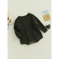 thumbnail image 4 of Musuos Baby Knit Romper, 3 6  9 12 24M Long Sleeve Crew Neck Solid Fall Winter Bodysuit for Girls Boys, 4 of 9